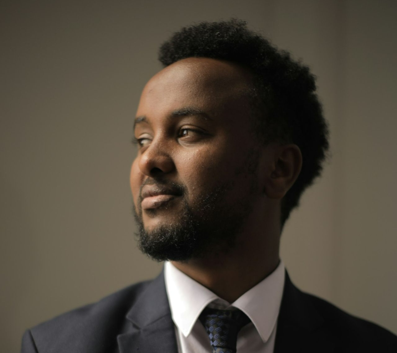 men's black and white suit